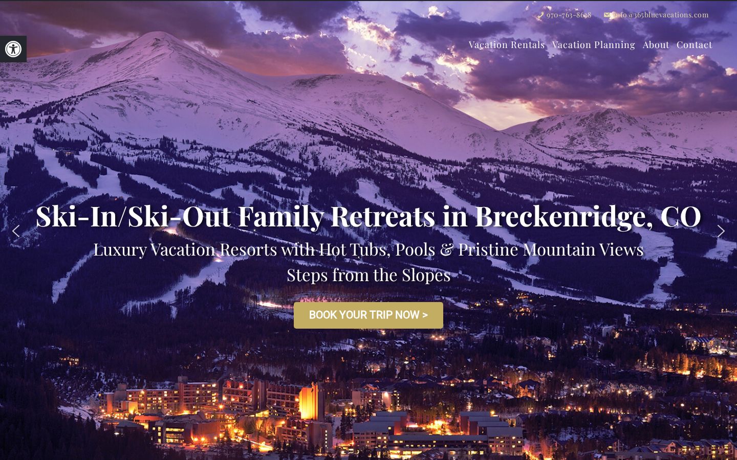 365 Blue Vacations homepage screenshot